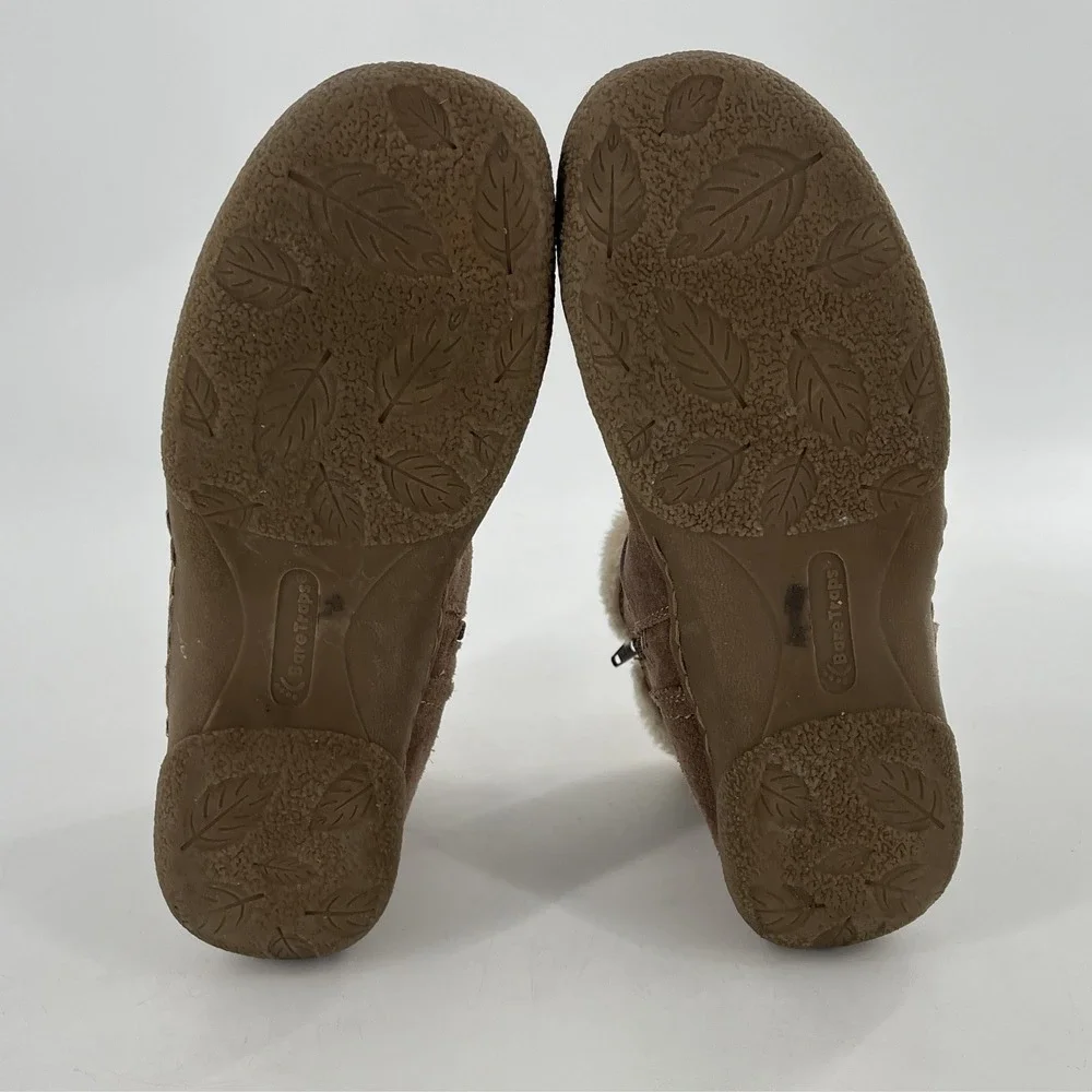 BareTraps Womens Ankle Boots Suede Leather Faux Fur Flat Comfort Tan‎ Cashew 10
